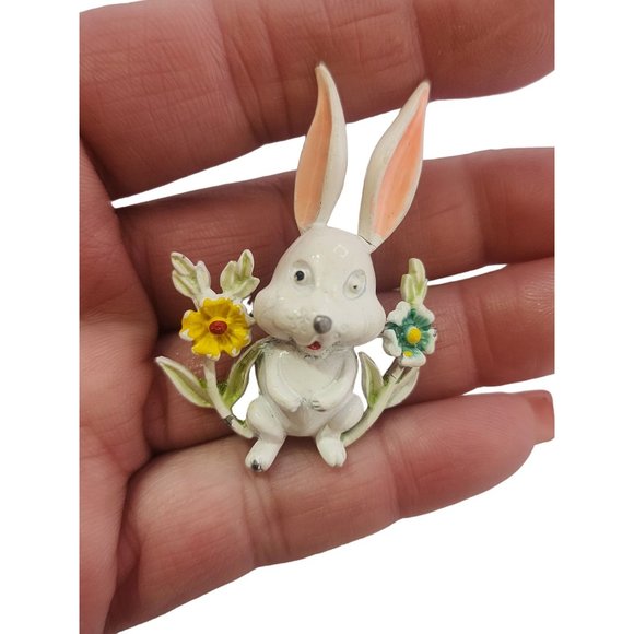 Vintage Enameled Bunny Brooch - Perfect For Easter (A3882) - Picture 3 of 5